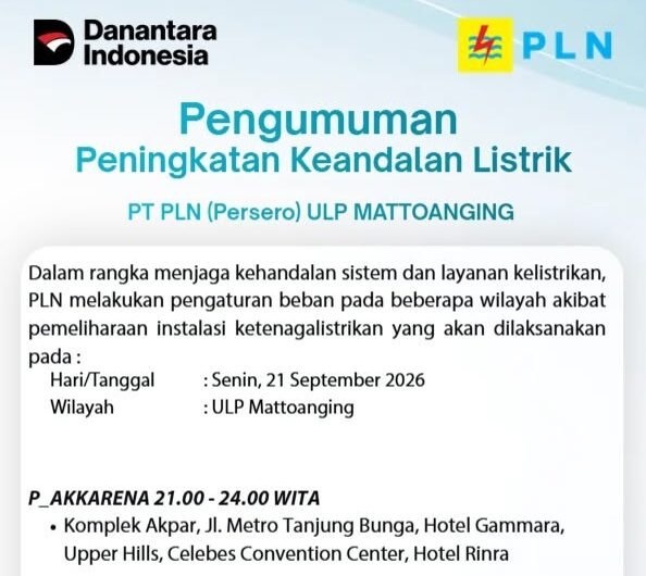Pengumuman pemadaman listrik bergilir.(Dok PLN)