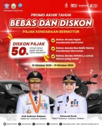 Pada bulan Oktober ini, Pemerintah Provinsi Sulsel memberikan kebijakan pembebasan denda pajak kendaraan sekaligus potongan pembayaran pokok pajak sebesar 50 persen bagi kendaraan dengan jatuh tempo tahun 2025 ke bawah.