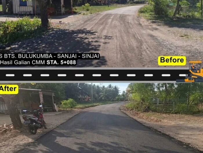 Pekerjaan Ruas batas Bulukumba-Sanjai-Sinjai, telah memasuki tahap penanganan hasil galian menggunakan Cold Milling Machine (CMM).(Dok ist)